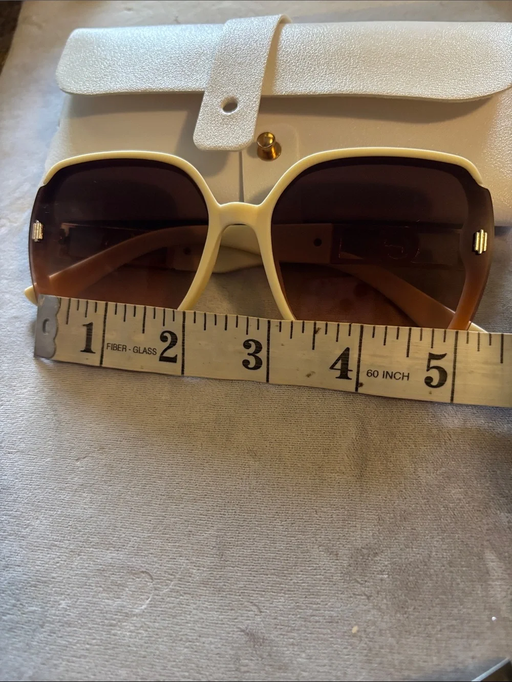 Beige Women's Oversized Square Sunglasses with Matching Case